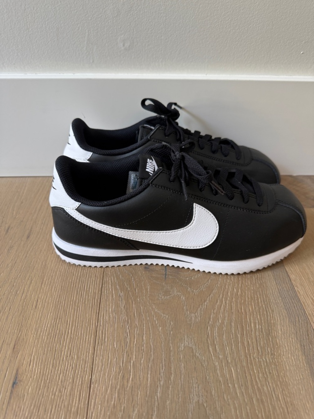 Nike Black and White Women's Cortez Style Sneakers